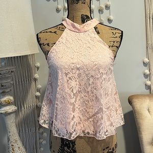 NWT Pink Lace Halter Top